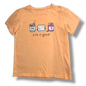 Life is Good Kids XL Peanut Butter & Jelly Orange Crusher Tee 100% Cotton